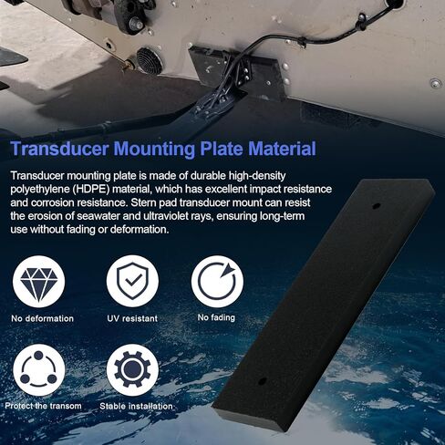 Boat Transducer Mounting Plate Transom Saver Mount Board Stern Saver Mounting Block Marine Transducer Mounting Bracket for Fish Finder & Sonar 12" X 3.5" X 0.75" - Black in Saudi Arabia
