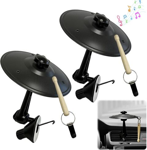 2 Pack Car Cymbal Air Vent, Cars Symbol Drum, Mini Drum Crash Cymbal, with Mini Drum Stick, Add Fun to Your Drive, Fun Dashboard Accessory, Gift for Drumer Music Lovers, Fits Most Vehicles in Saudi Arabia