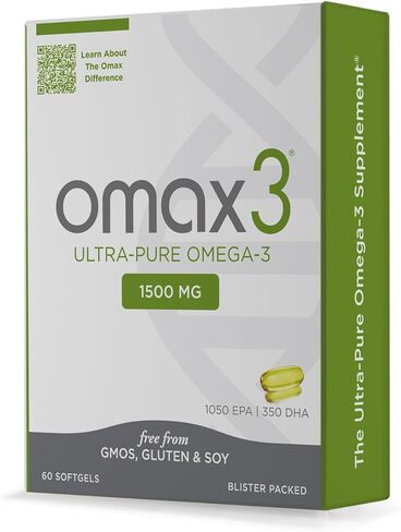 Omax3 Natural Omega 3 Fish Oil Pills 1500 MG EPA DHA - Omega3 Fatty Acid Supplements Muscle & Joint - Gluten Free, Wild Caught, Non GMO, 60-Day Supply Blister Packed (2 Boxes) in Kuwait