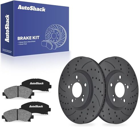 AutoShack Front Brake Kit Replacement for 2006-2011 Honda Ridgeline V6 Drilled & Slotted E-Coated Disc Brake Rotors Black Ceramic Brakes Pads 12.6" 320 mm SCDPR41404414041102 in Saudi Arabia