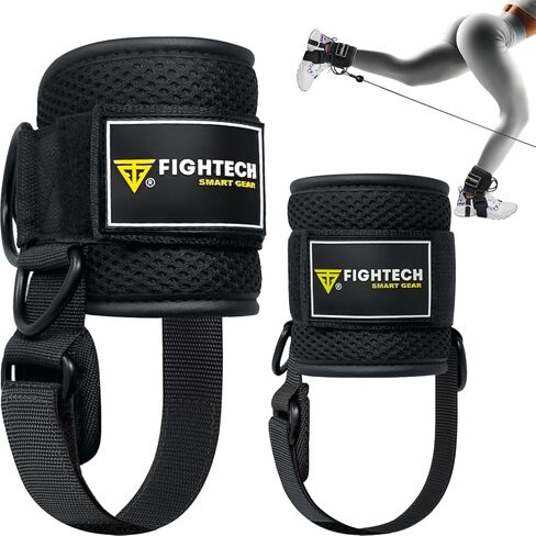 Fightech Cable Cable Cable Straps مرفق لصالة الألعاب الرياضية - أحزمة الكاحل الكابل - أصفاد الكاحل المبطنة لعمليات الركود وتمارين الساق in Kuwait