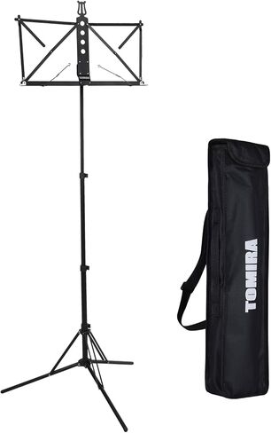 Portable Music Stand Foldable, Lightweight Aluminum Alloy Sheet Music Stand with Carry Bag, Folding Stand for Sheet Music, Universal Size for Adults Kids Performers (Black) in Saudi Arabia