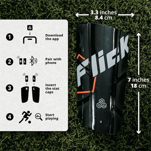 Flick Smart Soccer Tracker with Shin Guards - Track and Anaylze Performance - Soccer Accessory for Training and Games - Extremely Lightweight - One Size Fits All in Saudi Arabia