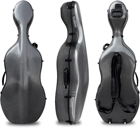 Carbon Fiber Cello Case,4/4 Size Hard Shell Cello Case with Wheels/Backpack Straps,Built-in Handle Waterproof Durable,Strong & Ultralight,Cover for Storage/Travel (Champagne color) in Kuwait