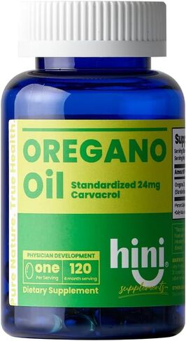 HINI Oregano Oil (Standardized 24mg Carvacrol), Oil of Oregano Softgel with High Carvacrol, Wild Oregano Oil, Organic Oregano Softgel 1 Serving per Day / 120 Serving in Saudi Arabia