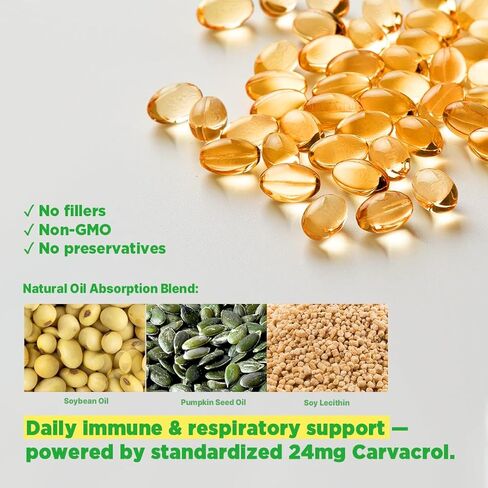 HINI Oregano Oil (Standardized 24mg Carvacrol), Oil of Oregano Softgel with High Carvacrol, Wild Oregano Oil, Organic Oregano Softgel 1 Serving per Day / 120 Serving in Saudi Arabia
