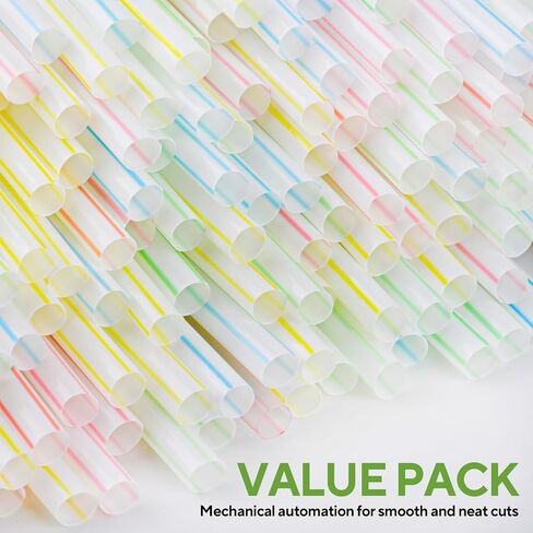 [200 عبوة] شفاطات بلاستيكية عالية المرونة مقاس 8.5 سم، شفاطات شرب قابلة للانحناء للاستعمال مرة واحدة - ألوان متنوعة مخططة للاستخدام المنزلي ومشروبات عصير الحليب in Kuwait