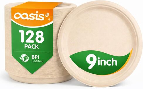 6 Inch 128 Pack Compostable Disposable Paper Plates, Small Dessert Plates, Heavy Duty Sugarcane Bagasse, Biodegradable Eco-Friendly, Perfect for Kids Meals & Parties, White in Kuwait