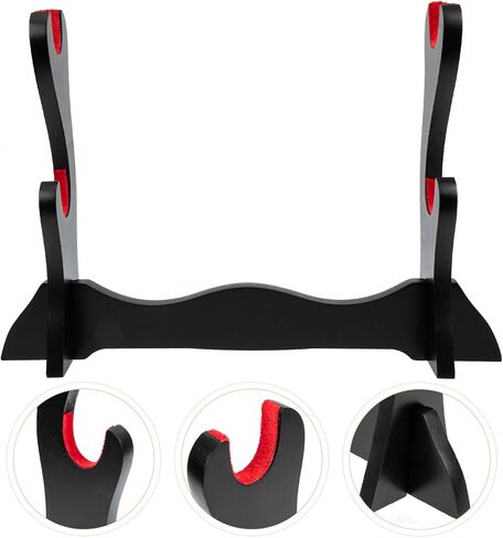 منظم حامل عرض الفلوت الخشبي لسطح المكتب مع رف من طبقتين لأدوات الرياح المنزلية وحامل تخزين السيوف in Kuwait