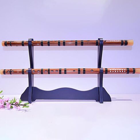 Wakauto Desktop Wooden Flute Stand and Swords Display Rack, 2-tier Musical Instrument Organizer and Sword Collection Storage Holder for Home and Studio in Saudi Arabia