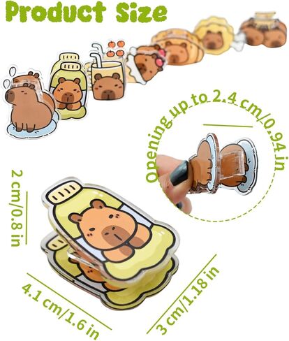 7 Packs Cute Chip Clips, Funny Bag Clips for Food, Small Acrylic Air Tight Sealing Sealer for Kitchen Snack Bread Bag Storage, Kawaii Capybara Stuff (Food Capybara) in Kuwait