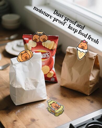 7 Packs Cute Chip Clips, Funny Bag Clips for Food, Small Acrylic Air Tight Sealing Sealer for Kitchen Snack Bread Bag Storage, Kawaii Capybara Stuff (Food Capybara) in Kuwait