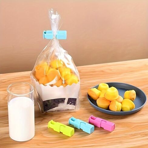 10PCS Food Bag Sealing Clips Spring Lock Plastic for Bread, Snacks and Milk Powder Bags Moisture-Proof Kitchen Storage, WhiteYellow in Saudi Arabia