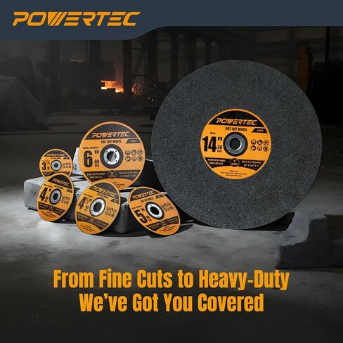 POWERTEC 4" Cut Off Wheels 25 Pack, 1/16" Thick with 5/8" Arbor, Metal & Stainless Steel Cutting Wheel for Angle Grinder, Iridium-Coated Aluminum Oxide 60 Grit (14018) in Saudi Arabia