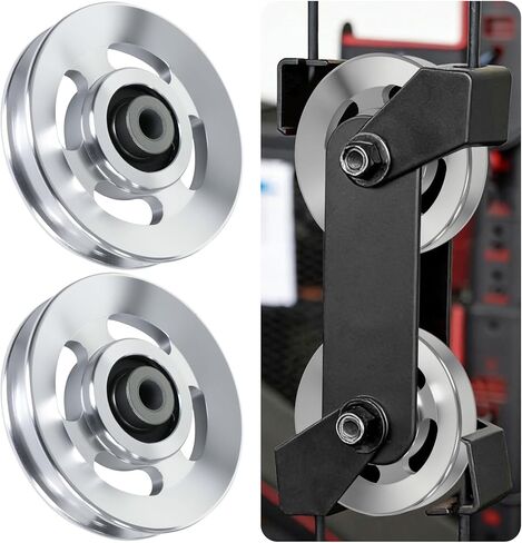 BESTEEL 6pcs 90mm Universal Aluminum Pulley Wheel for Gym Equipment, Silent Cable Machine Replacement Part,Heavy Duty Undeformable Fitness Aluminum Alloy Bearing Gym Pulley Wheel for Home Gym (Silver) in Kuwait