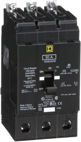 Schneider Electric EDB34030 Miniature Circuit Breaker 480Y/277-Volt 30-Amp Electrical Box, Black in Saudi Arabia