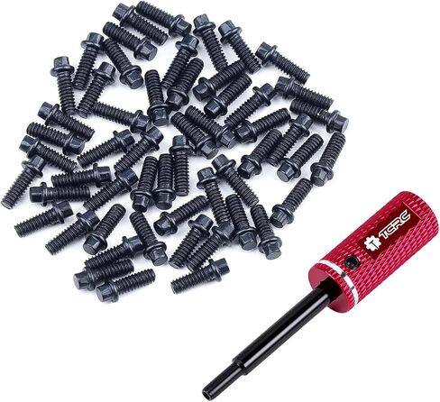 75PCS Carbon Steel M1.4x4mm Beadlock Screws with Aluminum Easy Handheld Installation Tool for 1.0inch 1.3inch Wheel hubs,Black in Saudi Arabia