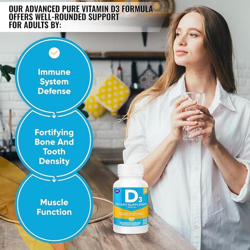 berkley jensen High Potency Vitamin D3 2000IU (50 mcg) Supplement (640 - Count), Supports Teeth, Muscle, Immune Function, and Bone Health, Non-GMO, Gluten Free, Men and Women in Kuwait
