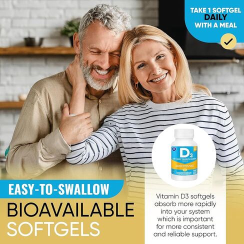 berkley jensen High Potency Vitamin D3 2000IU (50 mcg) Supplement (640 - Count), Supports Teeth, Muscle, Immune Function, and Bone Health, Non-GMO, Gluten Free, Men and Women in Kuwait