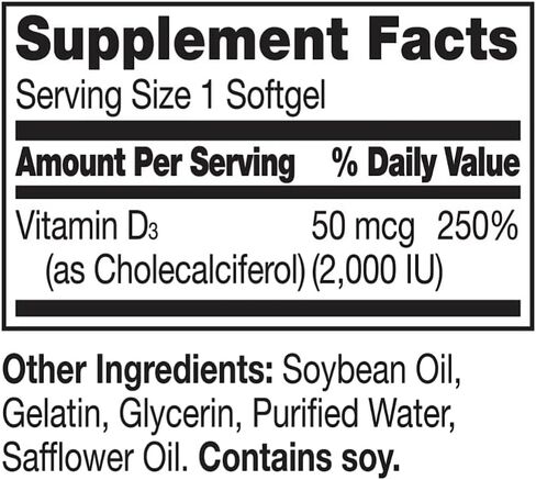 berkley jensen High Potency Vitamin D3 2000IU (50 mcg) Supplement (640 - Count), Supports Teeth, Muscle, Immune Function, and Bone Health, Non-GMO, Gluten Free, Men and Women in Kuwait