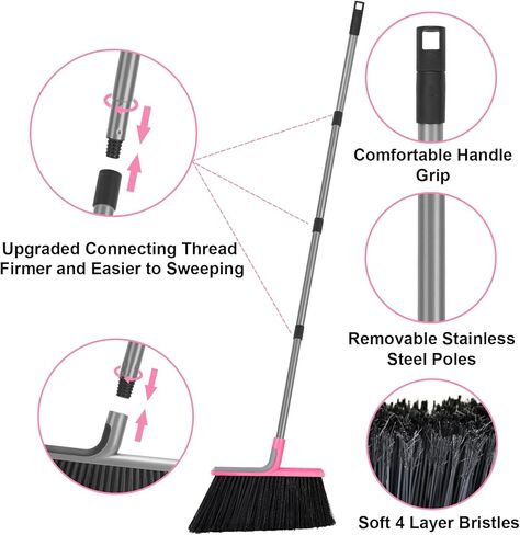 KeFanta Heavy Duty Broom, Outdoor Broom with 54.7" Long Handle, Commercial Brooms for Sweeping Outdoor Concrete Courtyard Garage Patio Indoor Home Floor Kitchen Office Lobby in Saudi Arabia