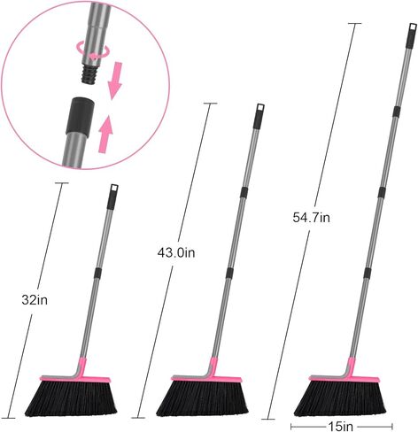 KeFanta Heavy Duty Broom, Outdoor Broom with 54.7" Long Handle, Commercial Brooms for Sweeping Outdoor Concrete Courtyard Garage Patio Indoor Home Floor Kitchen Office Lobby in Saudi Arabia