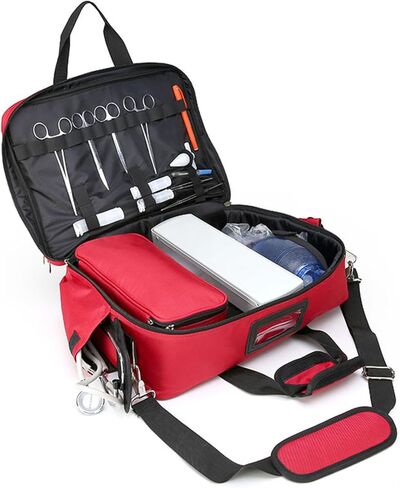 Compact Professional First Aid Kit, Portable Medical Visit Shoulder Bag, Multi-Compartment Supplies Refrigerated Storage(Red) in Saudi Arabia