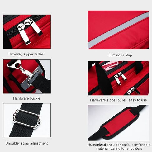 Compact Professional First Aid Kit, Portable Medical Visit Shoulder Bag, Multi-Compartment Supplies Refrigerated Storage(Red) in Saudi Arabia