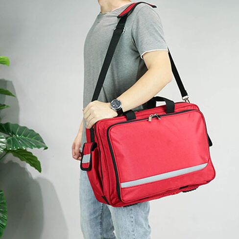 Compact Professional First Aid Kit, Portable Medical Visit Shoulder Bag, Multi-Compartment Supplies Refrigerated Storage(Red) in Saudi Arabia
