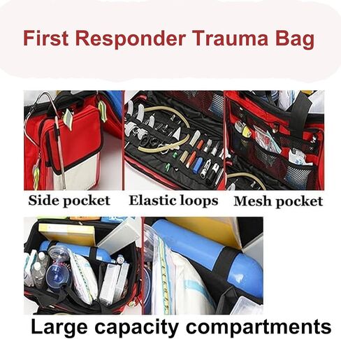 Nurse Rolling Bag Emergency Rescue Kit for Outdoor Hiking, Large Capacity Medical Trolley Bag Empty, with Multiple Pockets and Compartments, for Home Health Nurses, Doctors, EMT, EMS in Kuwait