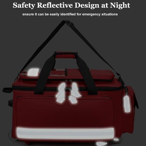 Nurse Rolling Bag Emergency Rescue Kit for Outdoor Hiking, Large Capacity Medical Trolley Bag Empty, with Multiple Pockets and Compartments, for Home Health Nurses, Doctors, EMT, EMS in Kuwait