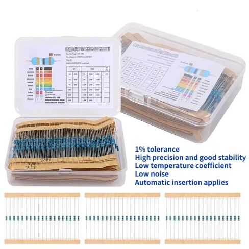 600Pcs 30 Values Resistor Kit 1/4W, 10R-1M RoHS CompliantResistor Assortment Kit Metal Carbon Film Fixed 1% Electrical Resistors Set... in Saudi Arabia