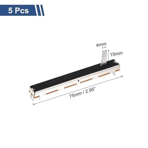 MECCANIXITY 5Pcs Straight Single Linear Slide Potentiometer 7 Pin B10K 75mm(L) 60mm Travel 4x12.2mm Handle Fader Variable Resistors Mixer Electronic Potentiometer for Dimming Tuning in Kuwait