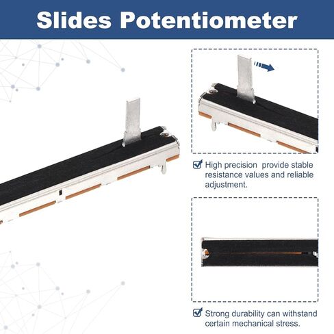 MECCANIXITY 5Pcs Straight Single Linear Slide Potentiometer 7 Pin B10K 75mm(L) 60mm Travel 4x12.2mm Handle Fader Variable Resistors Mixer Electronic Potentiometer for Dimming Tuning in Kuwait