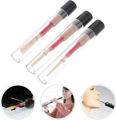 3 Pcs Natural Wooden Oboe Reeds Replacement with Individual Storage Boxes Pure Wood Material Oboe Parts for Wind Instrument Accessories in Kuwait