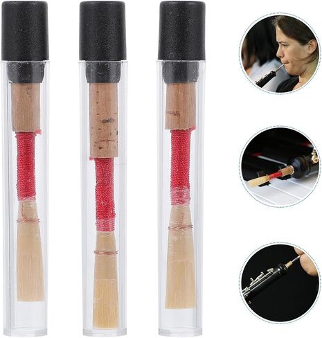 3 Pcs Natural Wooden Oboe Reeds Replacement with Individual Storage Boxes Pure Wood Material Oboe Parts for Wind Instrument Accessories in Kuwait