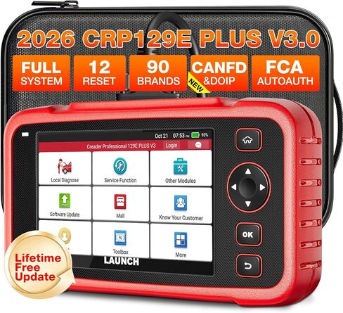LAUNCH CRP129E Plus 2025 OBD2 Scanner Diagnostic Tool, Full System Car Code Reader, 12 Reset Service TPMS/Oil/SAS/EPB/BMS/DPF/Throttle Resets,Injector Coding,FCA AutoAuth, Lifetime Free Update in Saudi Arabia