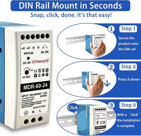Bundle of MDR-60-24 DIN Rail Power Supply & 300A Fuse Box in Kuwait