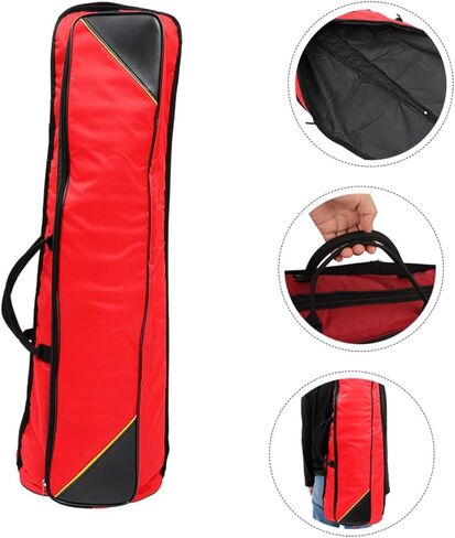 TOYANDONA Waterproof Thickened Oxford Cloth Trombone Bag Red, Portable Tenor Trombone Storage Pouch Shoulder Strap, Musical Instrument Organizer for Travel and Performance in Saudi Arabia