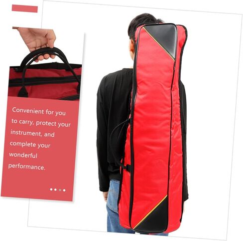 TOYANDONA Waterproof Thickened Oxford Cloth Trombone Bag Red, Portable Tenor Trombone Storage Pouch Shoulder Strap, Musical Instrument Organizer for Travel and Performance in Saudi Arabia