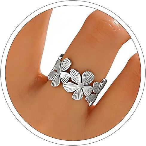 Thumb Rings for Women Chunky Gold Rings for Women Non Tarnish Stainless Steel Adjustable Rings Thumb Silver Rings for Women Wave Curve Ring Dainty Unique Rings in Kuwait