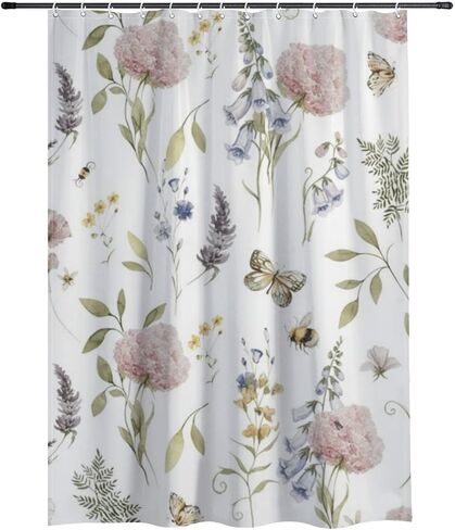 ستارة حمام على شكل نحلة الكوبية مع خطافات، ستارة دش أنيقة مقاومة للماء للصيف، ستائر دش ممتعة للعطلات من القماش قابلة للغسل للحمام لحوض الاستحمام ديكور جميل 68 × 72 بوصة in Kuwait