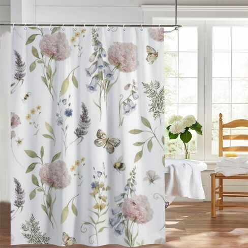 ستارة حمام على شكل نحلة الكوبية مع خطافات، ستارة دش أنيقة مقاومة للماء للصيف، ستائر دش ممتعة للعطلات من القماش قابلة للغسل للحمام لحوض الاستحمام ديكور جميل 68 × 72 بوصة in Kuwait