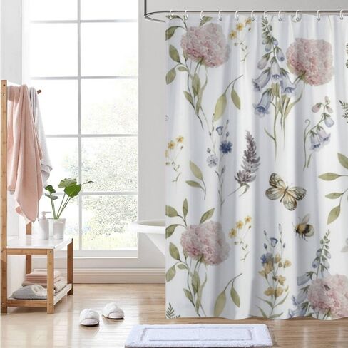 ستارة حمام على شكل نحلة الكوبية مع خطافات، ستارة دش أنيقة مقاومة للماء للصيف، ستائر دش ممتعة للعطلات من القماش قابلة للغسل للحمام لحوض الاستحمام ديكور جميل 68 × 72 بوصة in Kuwait