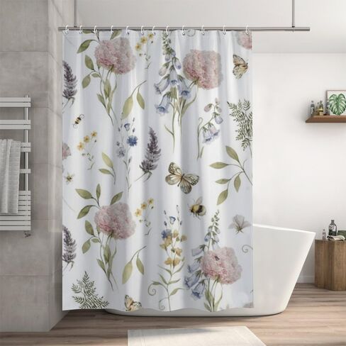 ستارة حمام على شكل نحلة الكوبية مع خطافات، ستارة دش أنيقة مقاومة للماء للصيف، ستائر دش ممتعة للعطلات من القماش قابلة للغسل للحمام لحوض الاستحمام ديكور جميل 68 × 72 بوصة in Kuwait