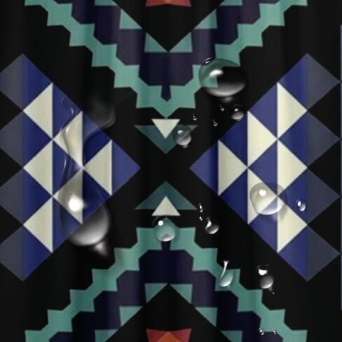 نافاجو القبلية الحافز ستارة دش طويلة مع السنانير، ستارة دش الصيف للماء نمط خمر، ستائر عطلة النسيج قابل للغسل الحد الأدنى لديكور حوض الاستحمام الرجعية 72 × 72 في in Kuwait