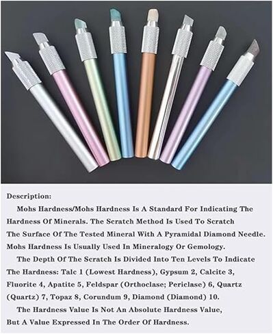 Mohs Hardness Test Kit, Scratch Tester Hardness Test Pen, 2-9 Scratch Tester, with Storage Box, for Industrial Mineral Identification Kit Gem Jade Jewelry in Kuwait
