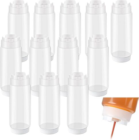 12 عبوة من زجاجات ضغط البهارات سعة 32 أونصة للمطعم، زجاجات ضغط صلصة بلاستيكية كبيرة مقلوبة، موزعات صلصة قابلة لإعادة الملء للكاتشب، وخلع الملابس، والمطبخ، وتقديم الطعام in Kuwait