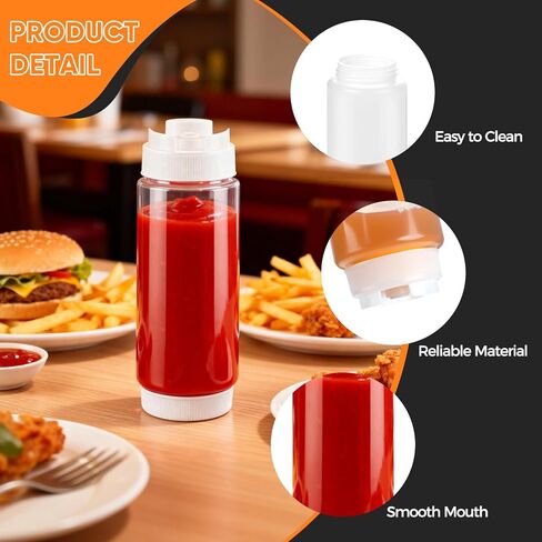 12 عبوة من زجاجات ضغط البهارات سعة 32 أونصة للمطعم، زجاجات ضغط صلصة بلاستيكية كبيرة مقلوبة، موزعات صلصة قابلة لإعادة الملء للكاتشب، وخلع الملابس، والمطبخ، وتقديم الطعام in Kuwait