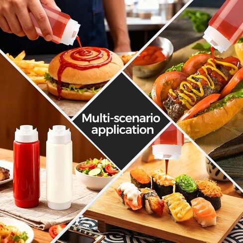 12 عبوة من زجاجات ضغط البهارات سعة 32 أونصة للمطعم، زجاجات ضغط صلصة بلاستيكية كبيرة مقلوبة، موزعات صلصة قابلة لإعادة الملء للكاتشب، وخلع الملابس، والمطبخ، وتقديم الطعام in Kuwait